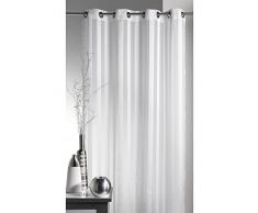 HomeMaison Voilage tissÃ© Ã Rayures, Polyester, Blanc, 250x140 cm