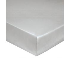 Blanc des Vosges Uni 57 fils Drap housse Coton Perle 140 x 200 cm bonnet de 27 cm