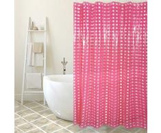 MSV 141047 Rideau de Douche PVC + Plastique PolypropylÃ¨ne Fuchsia 12 anneau inclus 180 x 200 x 0,1 cm