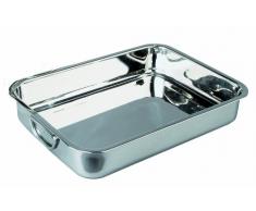 Ibili 651430 Plat Ã rÃ´tir en Inox avec anses pliantes mÃ©talliques 32 x 24.5 x 5.5 cm ClÃ¡sica