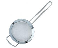 Passoire fine double maille avec bord poli et poignée, Argenté, 3 Diameter