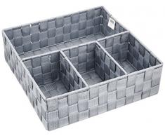Wenko 21534100 Adria Boîte de Rangement Salle de Bain 4 Séparations Gris 32,0 x 32,0 x 10,0 cm