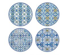 Easy Life 924MAIB MAIOLICA COFFRET 4 ASSIETTES DESSERT D19CM EN PORCELAINE, Multicouleur