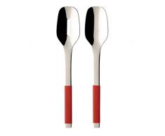 Villeroy & Boch S+ Cranberry Couverts Ã salade 2 piÃ¨ces, Inox, Manche recouvert de silicone rouge