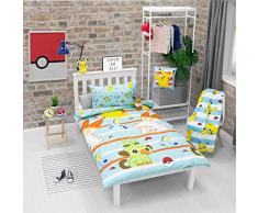 PokÃ©mon Housse de Couette Simple Jump | Pikachu, Grookey, Scorbunny et Sobble Inc | Licence Officielle en Polyester Bleu rÃ©versible Deux Faces