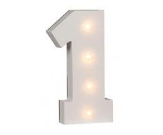 Out of the blue Chiffre 1 en bois avec 4 LED