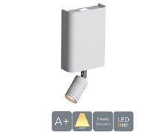Aurolite 1 Support mural flexible LED en aluminium brossé 19 cm x 9 cm x 3,3 cm Idéal pour salon, chambre, couloir, hôtel et hôtel (blanc avec lampe de lecture)