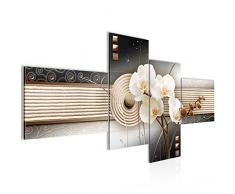 Tableau decoration murale Fleurs dorchidÃ©e 200 x 100 cm - XXL Impression sur Toile Salon Appartment 4 Parties - prÃªt Ã accrocher - 205241b