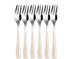 BUGATTI EZAU-057F17/6 Essenza MÃ©nagÃ¨re de 6 PiÃ¨ces Fourchette Ã GÃ¢teau SAN/Acier Ivoire 16 x 20 x 3 cm