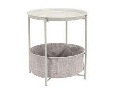 AmazonBasics Table dappoint ronde de rangement - Blanche avec tissu gris chinÃ©