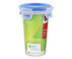 Emsa 508551 Boîte alimentaire ronde avec couvercle, 0.35 Litre, Transparent/bleu, Clip & Close
