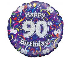 Oaktree UK 45,7 cm 90ème Anniversaire serpentins holographique Feuille Motif Ballons, Multicolore