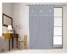 Soleil dOcre 030681 Emilie Rideau Brodé à  Nouettes Coton Gris 135 x 250 cm