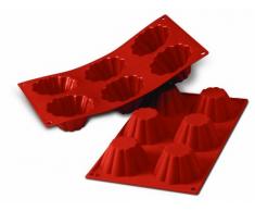 Silikomart 20.034.00.0060 SF034 Moule Forme Brioche Cannelée 6 Cavités Silicone Terre Cuite