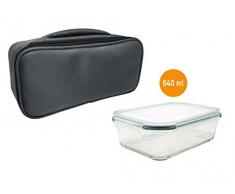 NERTHUS FIH 467 Lunch Bag Indivdual Gris + 1 Rec, Sac Thermique de Transport daliments, avec 1 Contenant hermétique en Verre, Taille Unique