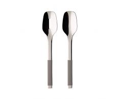 Villeroy & Boch S+ Taupe Couverts Ã salade, 2 piÃ¨ces, Inox, Manche recouvert de silicone gris