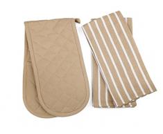 Penguin Home 3055 Pingouin Home 100% Lot de 2Â Sets de Table 45Â x 33, Coton, Beige, 73Â x 18Â x 1Â cm, 3pc Plain