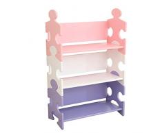 KidKraft 14415 Etagère en bois Puzzle, chambre enfant, meuble de rangement incluant 3 étagères - couleurs pastels