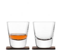LSA International Verre Ã Whisky Arran avec Dessous en Noyer, Verre, Transparent, 250Â ML, Lot de 2