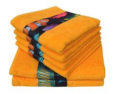 Dyckhoff 0756496800 6 pièces-Soleil Poisson qualité 450 g/m² 2 Serviettes de Bain et Serviettes de Bain 70 x 140 cm et 4 Serviettes 50 x 100 cm 100% Coton