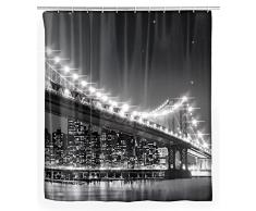 Wenko 22325100 Rideau de Douche à Del Brooklyn Bridge-Lavable, avec 12 Anneaux, Polyester, Multicolore, 22,8x2,8x37,5 cm