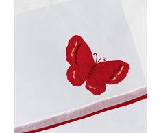 le jardin des cigales store droit passe tringle 60x160 cm voile+top brode opaline rouge