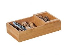 KESPER 62830 Bol de Noix carré avec Casse-Noisette, Bois, Marron, 32 x 16,5 x 3 cm