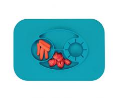 InterDesign IDjr assiette bÃ©bÃ©, set de table enfant antidÃ©rapant en silicone, assiette ventouse avec porte-gobelet, turquoise