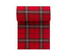Serviette de table noël en coton 11x11cm - Idéale pour fête, cocktail, apéritif, dessous de verre - Rouleau de 50 serviettes - motifs/imprimés écossais rouge