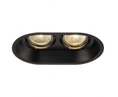 SLV Spot de Plafond LED HORN-O | Rond, Noir, Spots Encastrés Variables pour Eclairage Intérieur | Spots LED, Réflecteur, Projecteur de Plafond | Plafonniers, Encastré, 2 Lampes | GU10 QPAR51, EEC E-A++