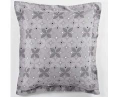 Homea TAIE doreiller Volant Plat 63 x 63 CM Imprime 57 Fils Allover MOMA Gris Souris, Coton, 63x63 cm