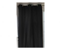 Soleil docre Rideau Jacquard Ã Oeillets Maya Noir, Polyester, 140 x 250 cm