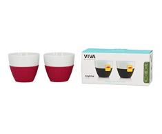 Viva Scandinavia 9101151 Set de 2 Tasses 25 cl avec Manchon, Porcelaine et Silicone, Fuchsia, 9 x 9 x 8,2 cm