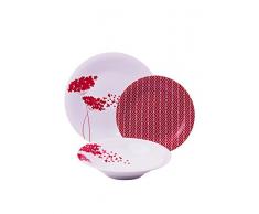 Excelsa Magatama Service Assiettes 18 Pièces, Porcelaine, Rouge