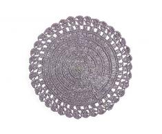 Villa dEste Home Tivoli Napperon Rond de Table au Crochet, Raphia, Lilas, 38 x 38 cm