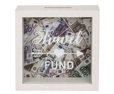 Out of the blue 144319 Tirelire en Bois Travel Fund, Blanc, 15 x 15 cm