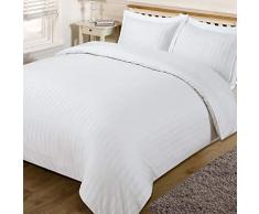 Dreamscene housse de couette superbe Satin rayÃ© Parure de lit, blanc, Simple