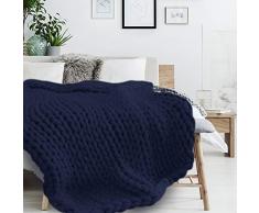 THE HOME DECO FACTORY Plaid, Acrylique, Bleu, Taille Unique