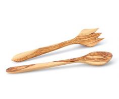 Continenta Couverts Ã Salade Olivier No. 2, Couvert de Service Ã Salade en Bois dolivier huilÃ©, en Un Seul Morceau, Acier de qualitÃ©, Tailleâ¯: 30,5Â cm, laffeâ¯: 9,5Â x 8,5Â cm