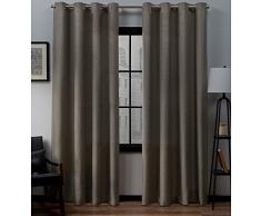Exclusive Home Curtains Exclusif Maison Rideaux Loha en Lin Grommet Top fenÃªtre Panneau de Rideau Paire, Polyester, CafÃ©, 84 Length