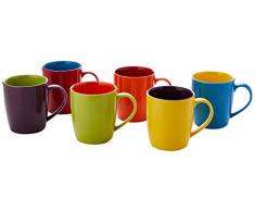 Coupes colorÃ©es et tasses 403046G + 876 Set de 6 tasses pour cappuccino, couleurs assorties