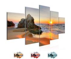 Tableau decoration murale Plage de Sunrise - XXL Impression sur Toile Salon Appartment 5 Parties - prêt à accrocher - 609553a