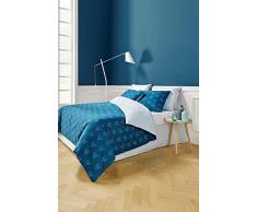 De Witte Lietaer Illuminati Parure et Housse de Couette et Taies dOreiller, Coton, Bleu, 260x220 cm