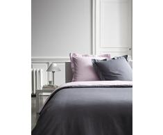 Parure HC3 Percale Bicolore TODAY Premium (Housse de Couette 220/240 + 2 Taies 75/75) - 100% coton - Canon de fusil / Rose poudré