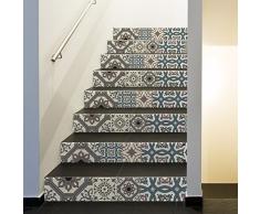 Stickers adhÃ©sifs escalier carrelages | Sticker Autocollant contremarche Carreaux de ciment â Stickers contremarche carrelages | Escalier carreaux de ciment adhÃ©sif - azulejos â 15 x 105 cm - 6 bandes