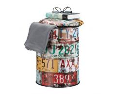 Relaxdays Tabouret cylindre avec couvercle Pouf vintage avec rangement coffre jouets enfants HxD: 44 x 32 cm, coloré