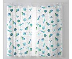 Martina Home Coquillages Pack de Rideaux Voilage pour Cuisine, Tissu, Bleu, 29Â x 2Â x 38Â cm, Lot de 2
