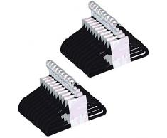 JVL Lot de cintres en Velours Noir antidÃ©rapants, Noir, Pack of 100