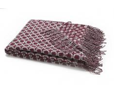 bolzan Lits Gaudi Plaid, Laine, Framboise/Gris, Simple, 130.0Â x 180.0Â x 2.0Â cm