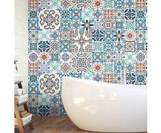 Sticker adhésifs carrelages | Sticker Autocollant Carreaux de Ciment - Autocollant carreau ciment mural salle de Bain et Cuisine 15 x 15 cm - 30 credence adhesif Antibes